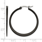 Stainless Steel Black Polished Hoop Earrings for Women
