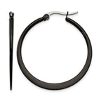 Stainless Steel Black Polished Hoop Earrings for Women