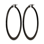 Stainless Steel Black Polished Hoop Earrings for Women