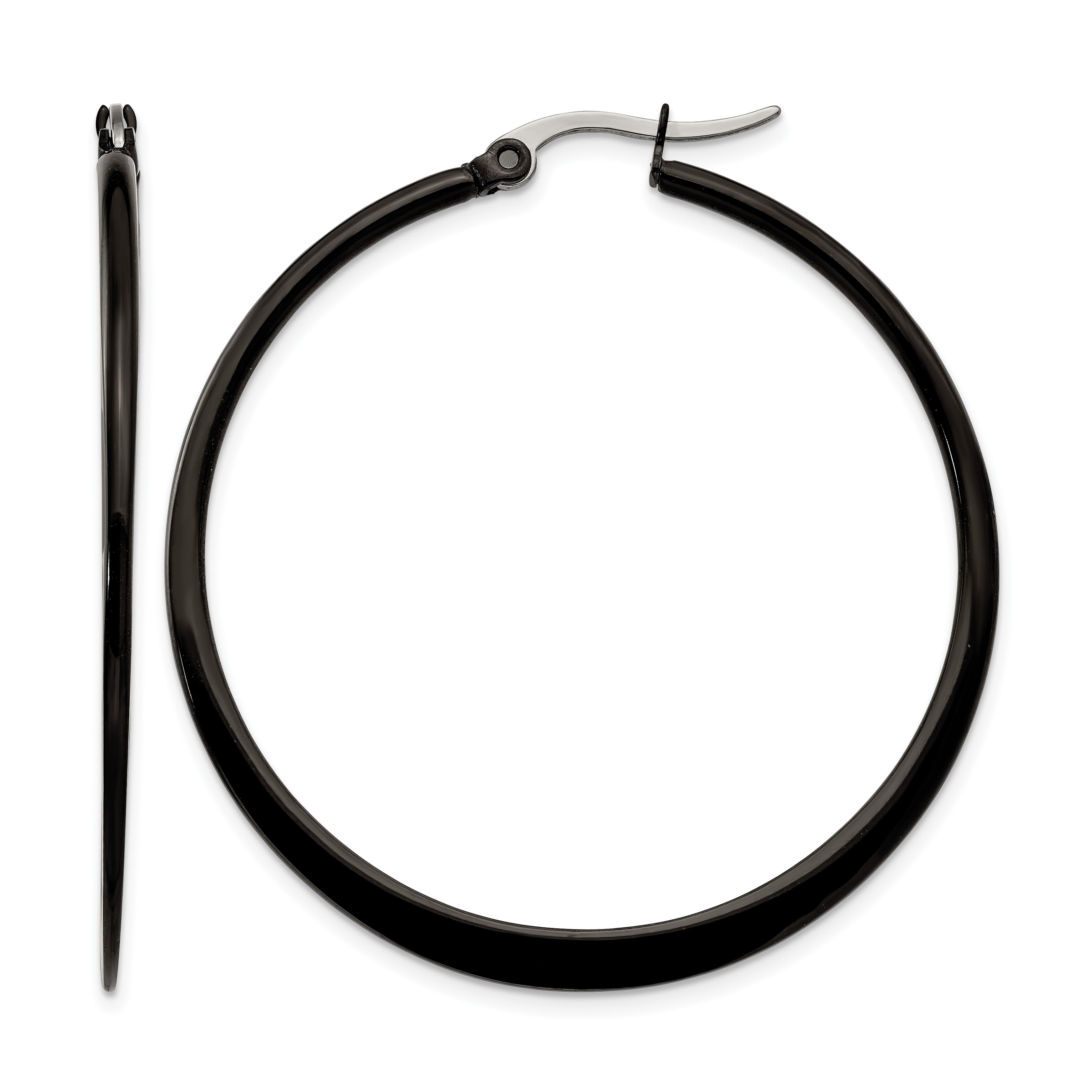 Stainless Steel Black Polished Hoop Earrings for Women Main image