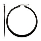 Stainless Steel Black Polished Hoop Earrings for Women
