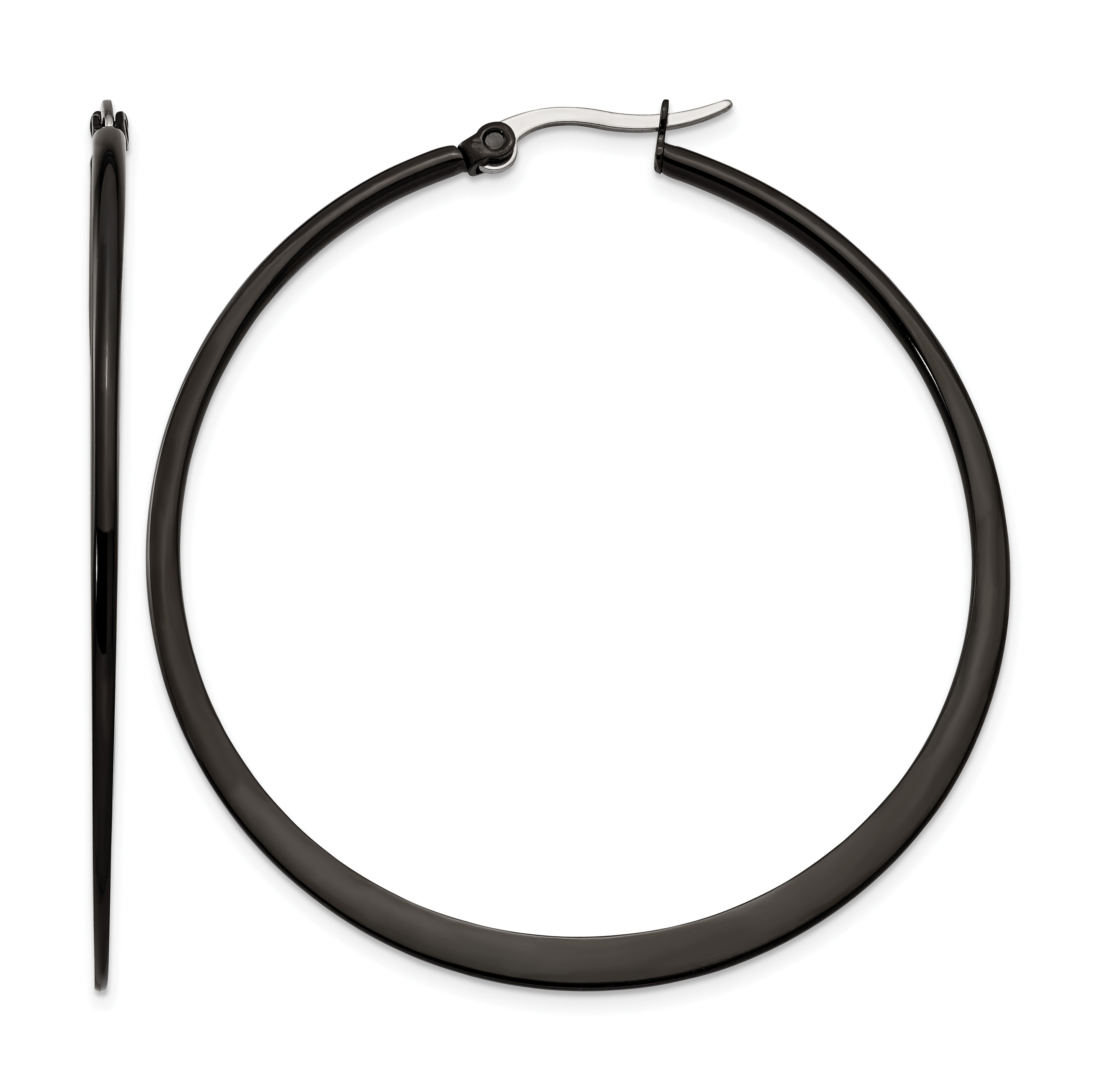 Stainless Steel Black Polished Hoop Earrings for Women Main image