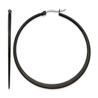 Stainless Steel Black Polished Hoop Earrings for Women