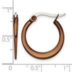 Stainless Steel Brown Polished Hoop Earrings for Women