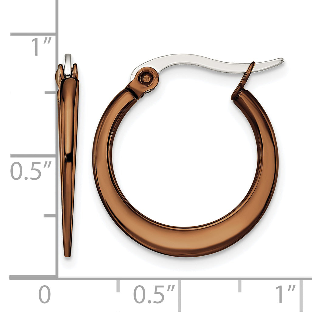 Stainless Steel Brown Polished Hoop Earrings for Women