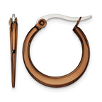 Stainless Steel Brown Polished Hoop Earrings for Women