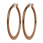 Stainless Steel Brown Polished Hoop Earrings for Women