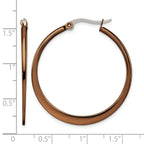 Stainless Steel Brown Polished Hoop Earrings for Women