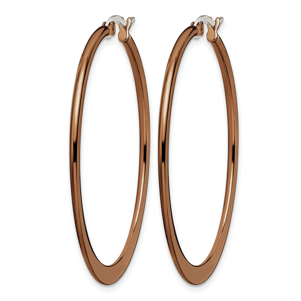 Stainless Steel Brown Polished Hoop Earrings for Women