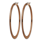Stainless Steel Brown Polished Hoop Earrings for Women