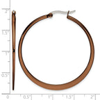 Stainless Steel Brown Polished Hoop Earrings for Women