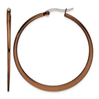 Stainless Steel Brown Polished Hoop Earrings for Women