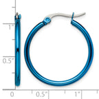 Stainless Steel Blue Polished Hoop Earrings for Women
