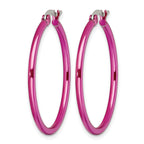 Stainless Steel Pink Polished Hoop Earrings for Women