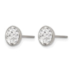 Stainless Steel Polished Crystal Cluster Button Earrings