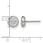 Stainless Steel Polished Crystal Cluster Button Earrings