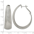 Stainless Steel Polished Oval Textured J-Hoop Earrings for Women