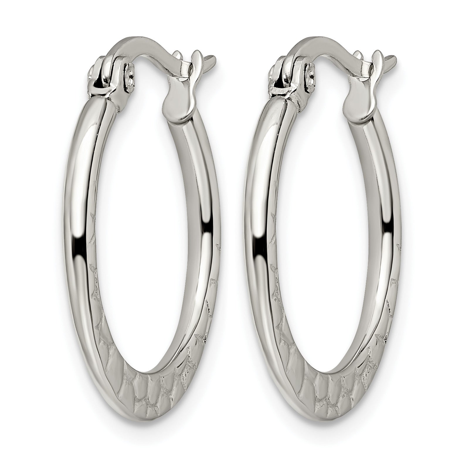 Stainless Steel Polished Textured Hoop Earrings for Women Secondary image