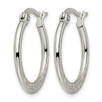 Stainless Steel Polished Textured Hoop Earrings for Women