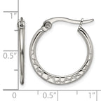 Stainless Steel Polished Textured Hoop Earrings for Women
