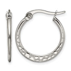 Stainless Steel Polished Textured Hoop Earrings for Women