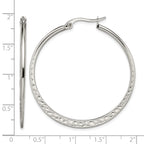 Stainless Steel Polished Textured Hoop Earrings for Women