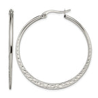 Stainless Steel Polished Textured Hoop Earrings for Women