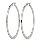 Stainless Steel Polished Textured Hoop Earrings for Women
