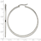 Stainless Steel Polished Textured Hoop Earrings for Women