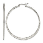 Stainless Steel Polished Textured Hoop Earrings for Women