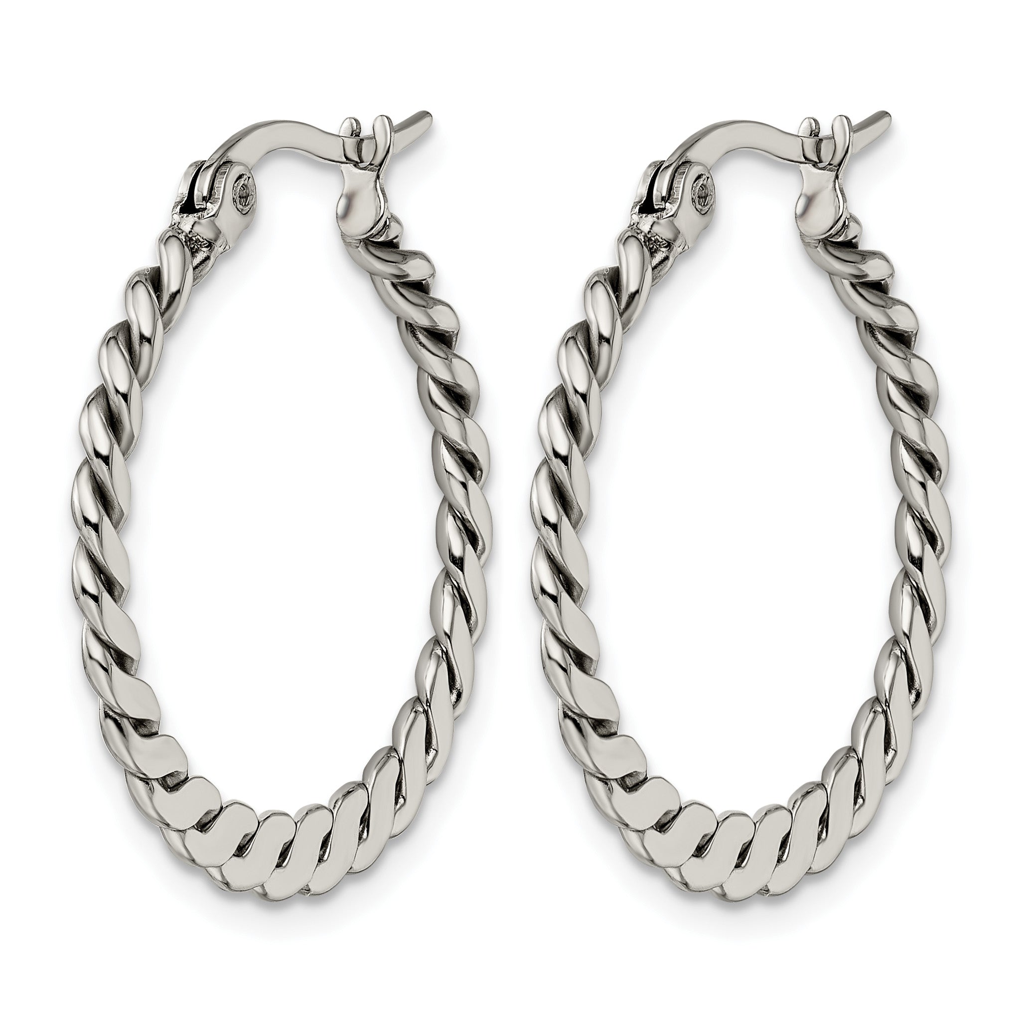 Stainless Steel Polished Textured Braided Hoop Earrings for Women Secondary image