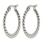 Stainless Steel Polished Textured Braided Hoop Earrings for Women
