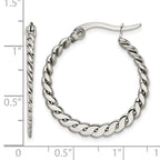 Stainless Steel Polished Textured Braided Hoop Earrings for Women