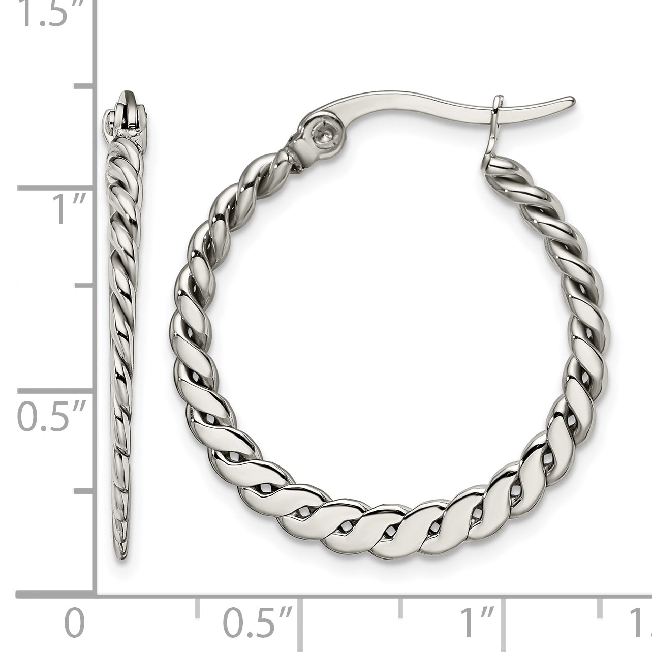 Stainless Steel Polished Textured Braided Hoop Earrings for Women