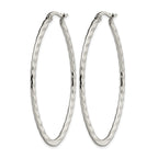 Stainless Steel Polished Oval Textured Hoop Earrings for Women