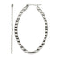 Stainless Steel Polished Oval Textured Hoop Earrings for Women