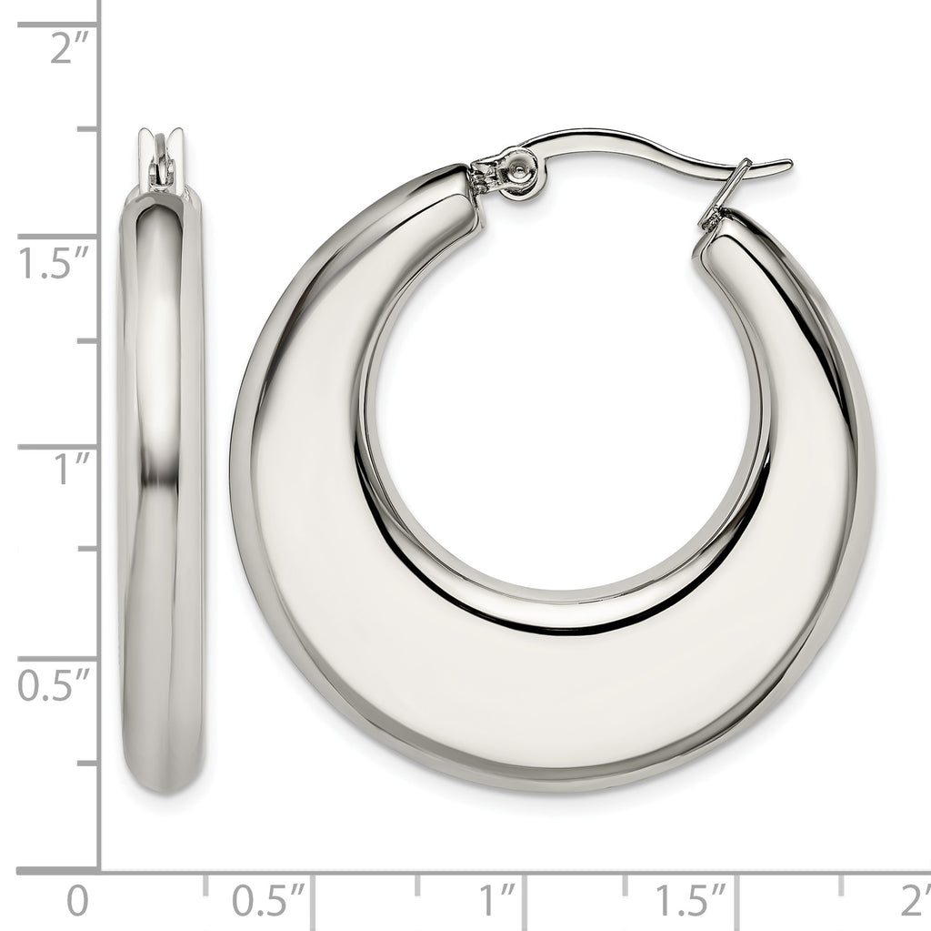 Stainless Steel Polished Creole Hoop Earrings for Women