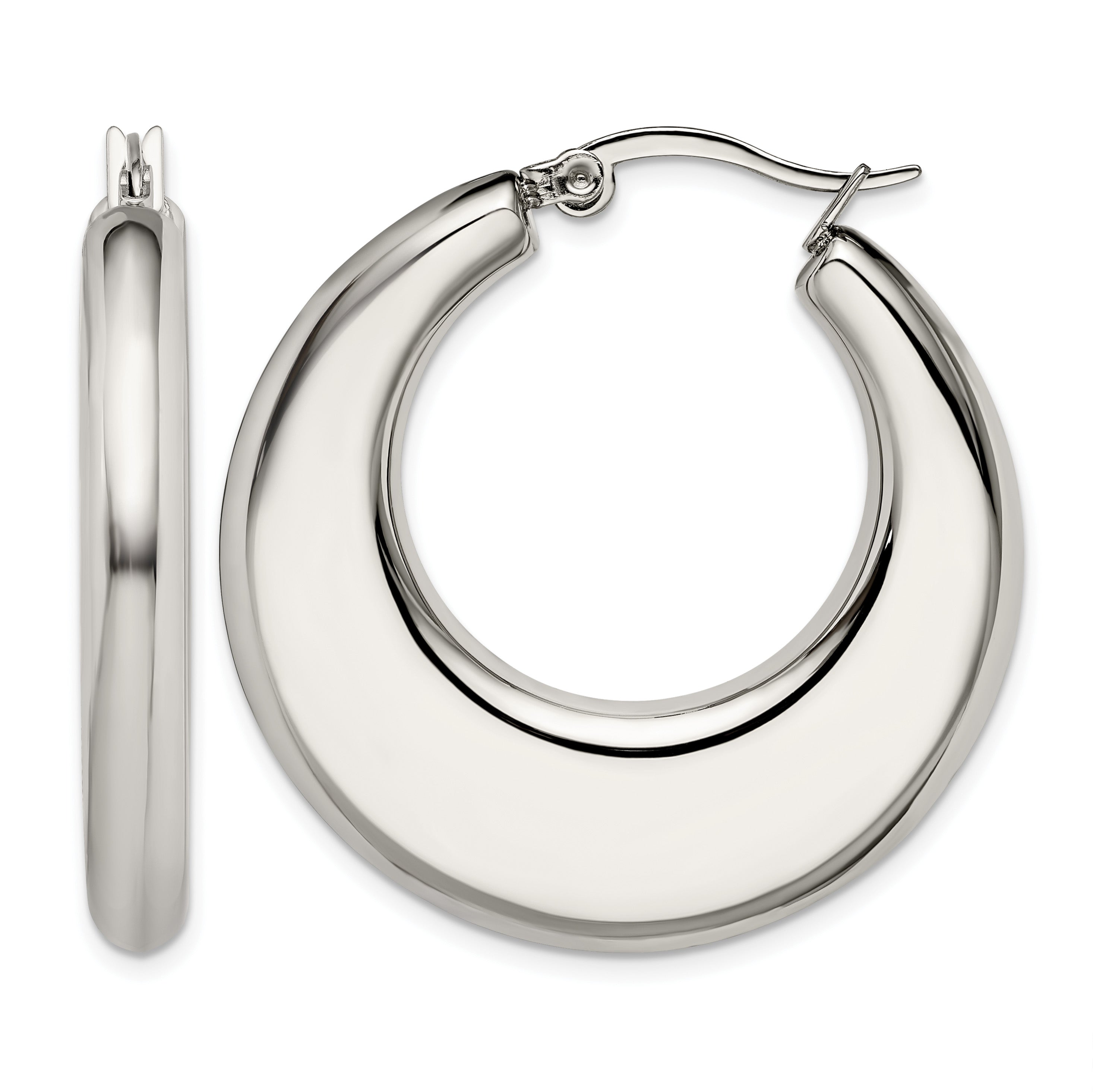 Stainless Steel Polished Creole Hoop Earrings for Women