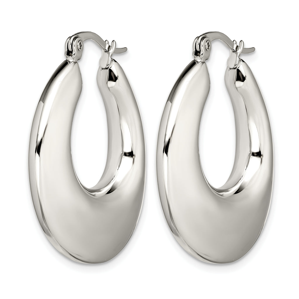 Stainless Steel Polished Teardrop Creole Hoop Earrings for Women