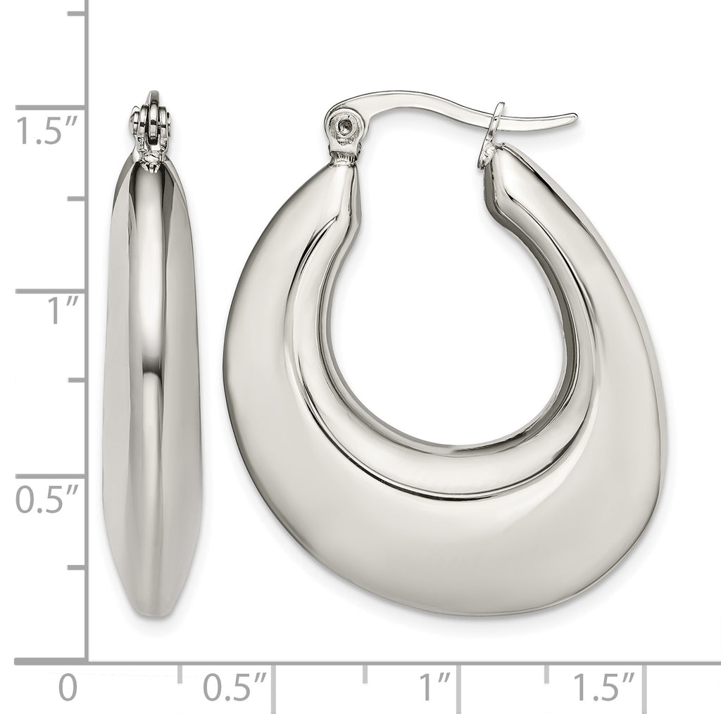 Stainless Steel Polished Teardrop Creole Hoop Earrings for Women