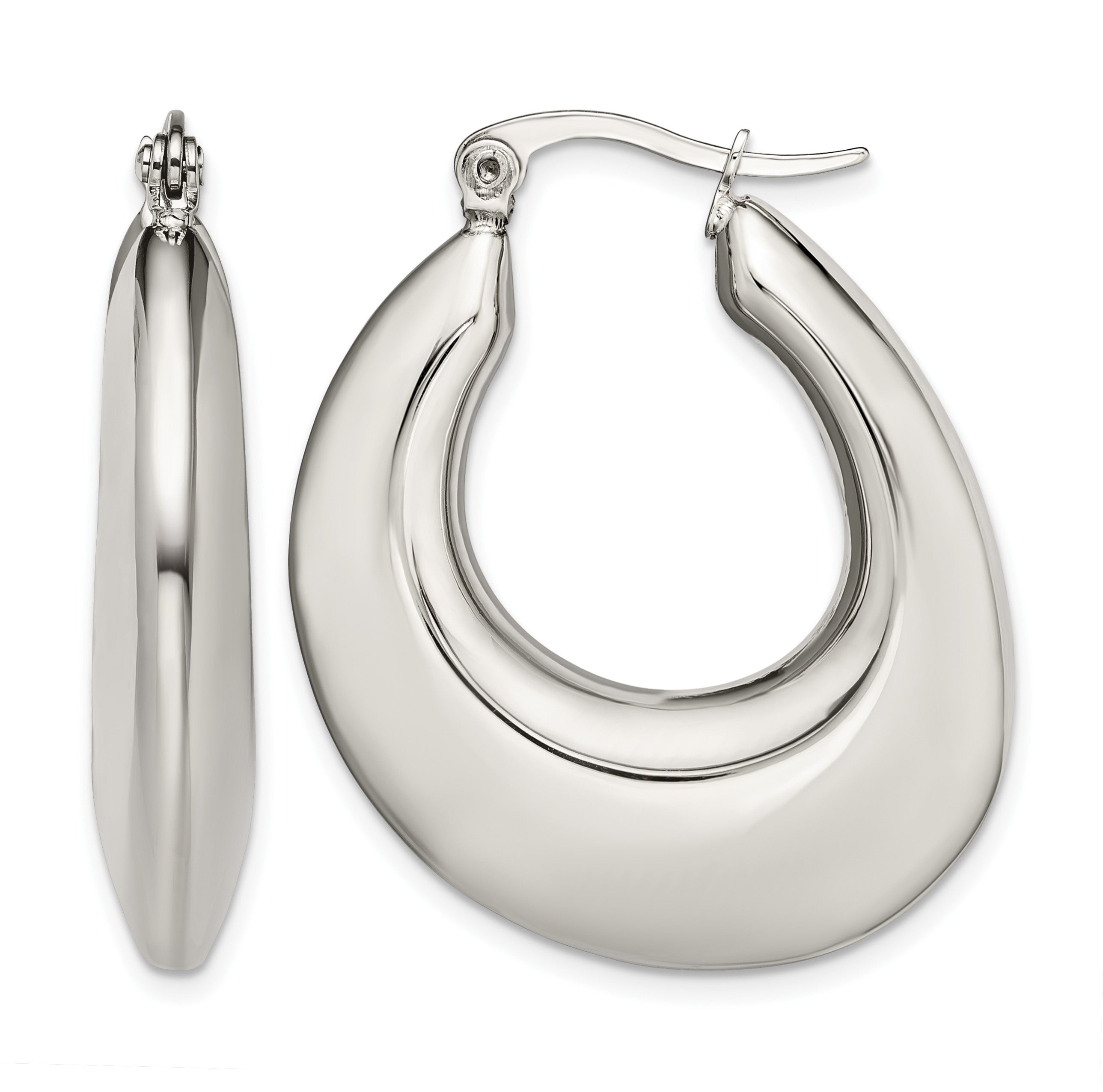 Stainless Steel Polished Teardrop Creole Hoop Earrings for Women Main image