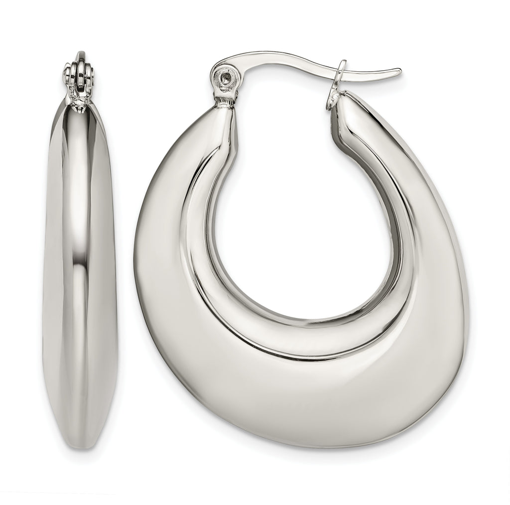 Stainless Steel Polished Teardrop Creole Hoop Earrings for Women