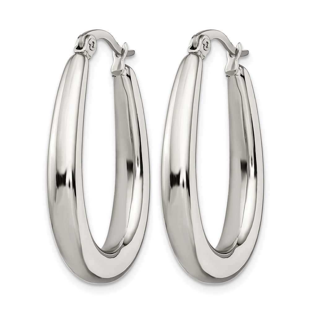 Stainless Steel Polished Teardrop Creole Hoop Earrings for Women