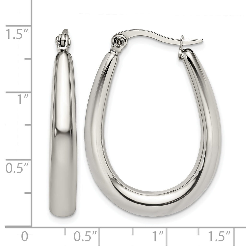 Stainless Steel Polished Teardrop Creole Hoop Earrings for Women