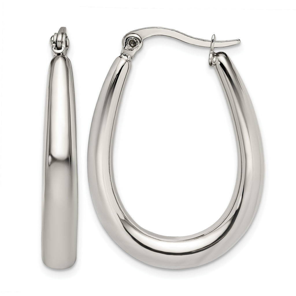Stainless Steel Polished Teardrop Creole Hoop Earrings for Women