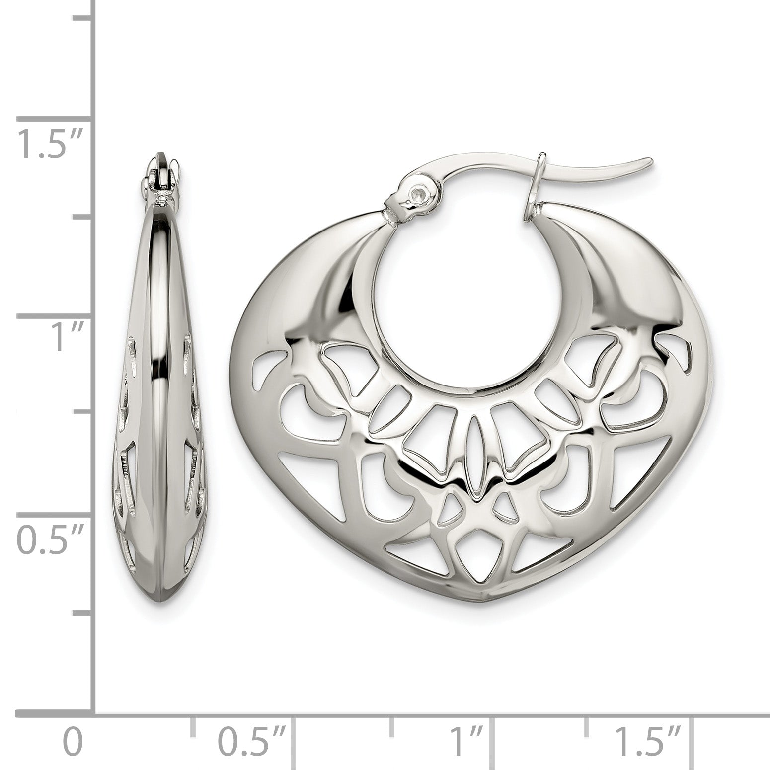 Stainless Steel Polished Creole Hoop Earrings for Women