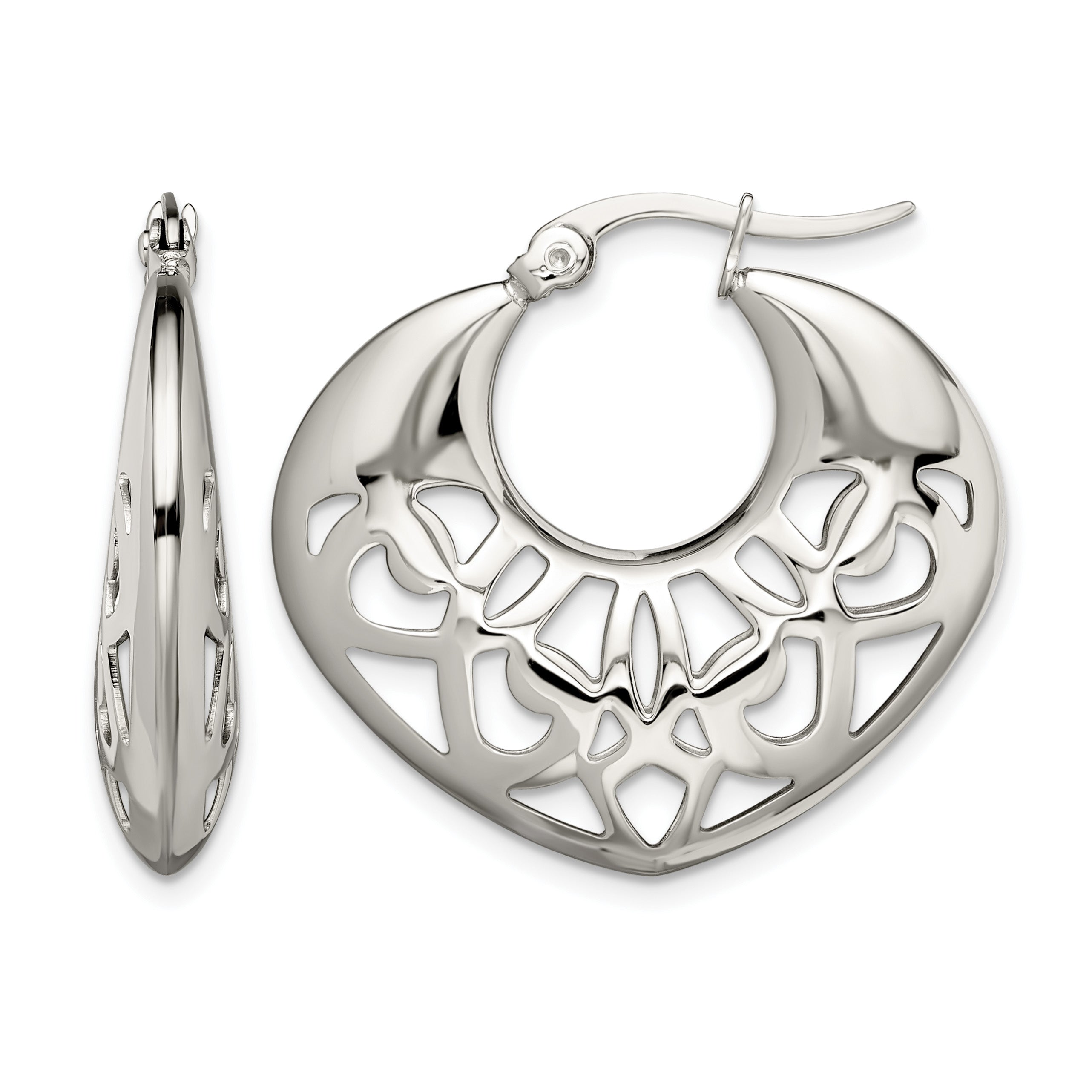 Stainless Steel Polished Creole Hoop Earrings for Women
