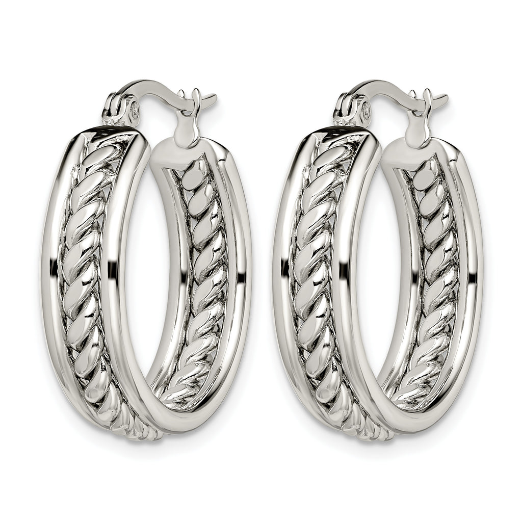 Stainless Steel Polished Twisted Hoop Earrings for Women