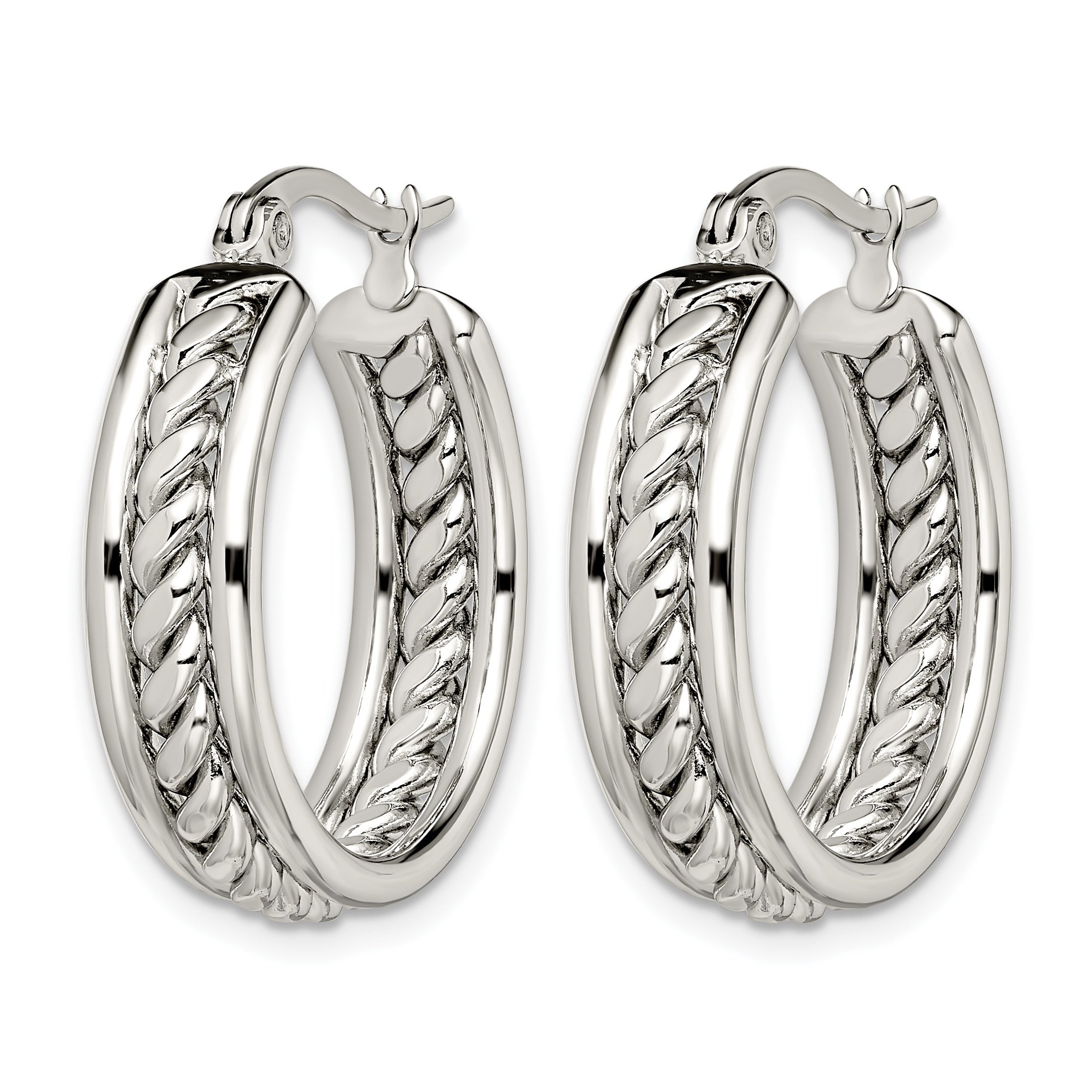 Stainless Steel Polished Twisted Hoop Earrings for Women