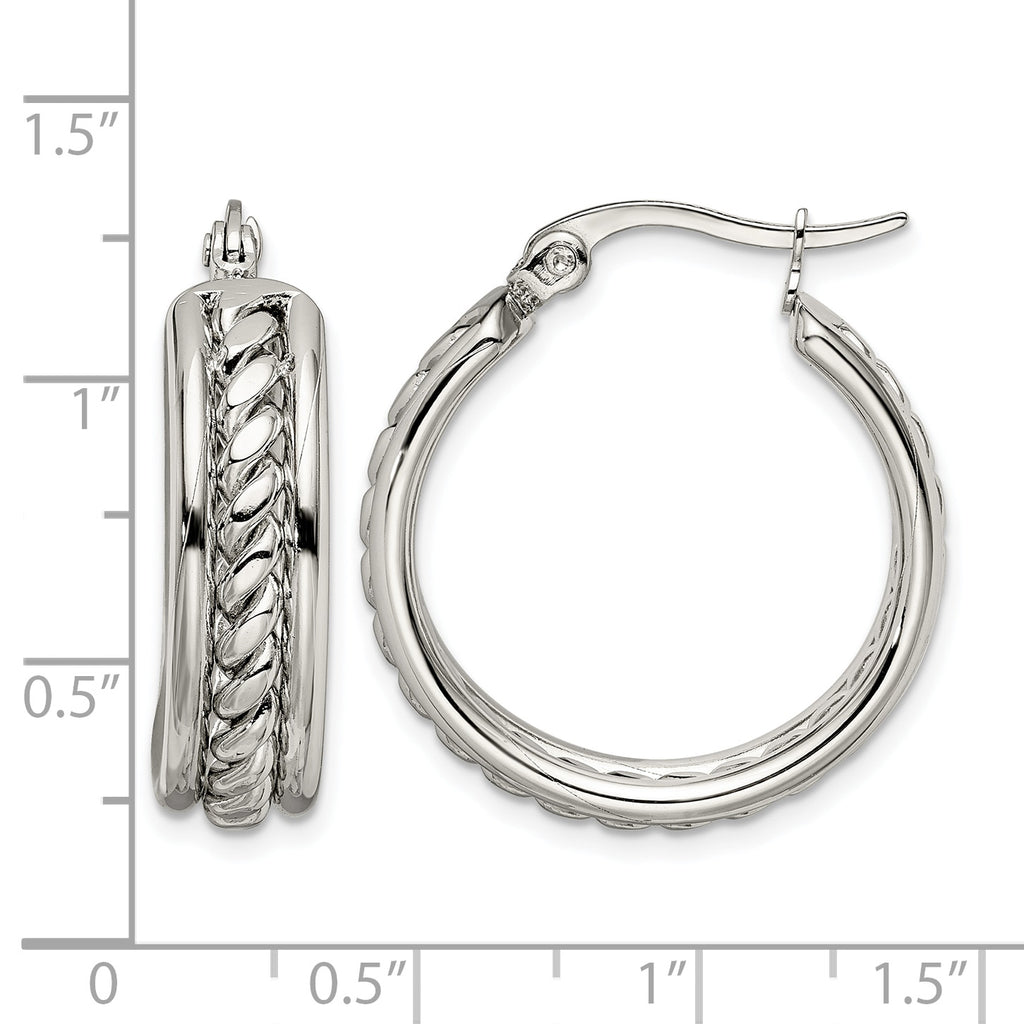 Stainless Steel Polished Twisted Hoop Earrings for Women